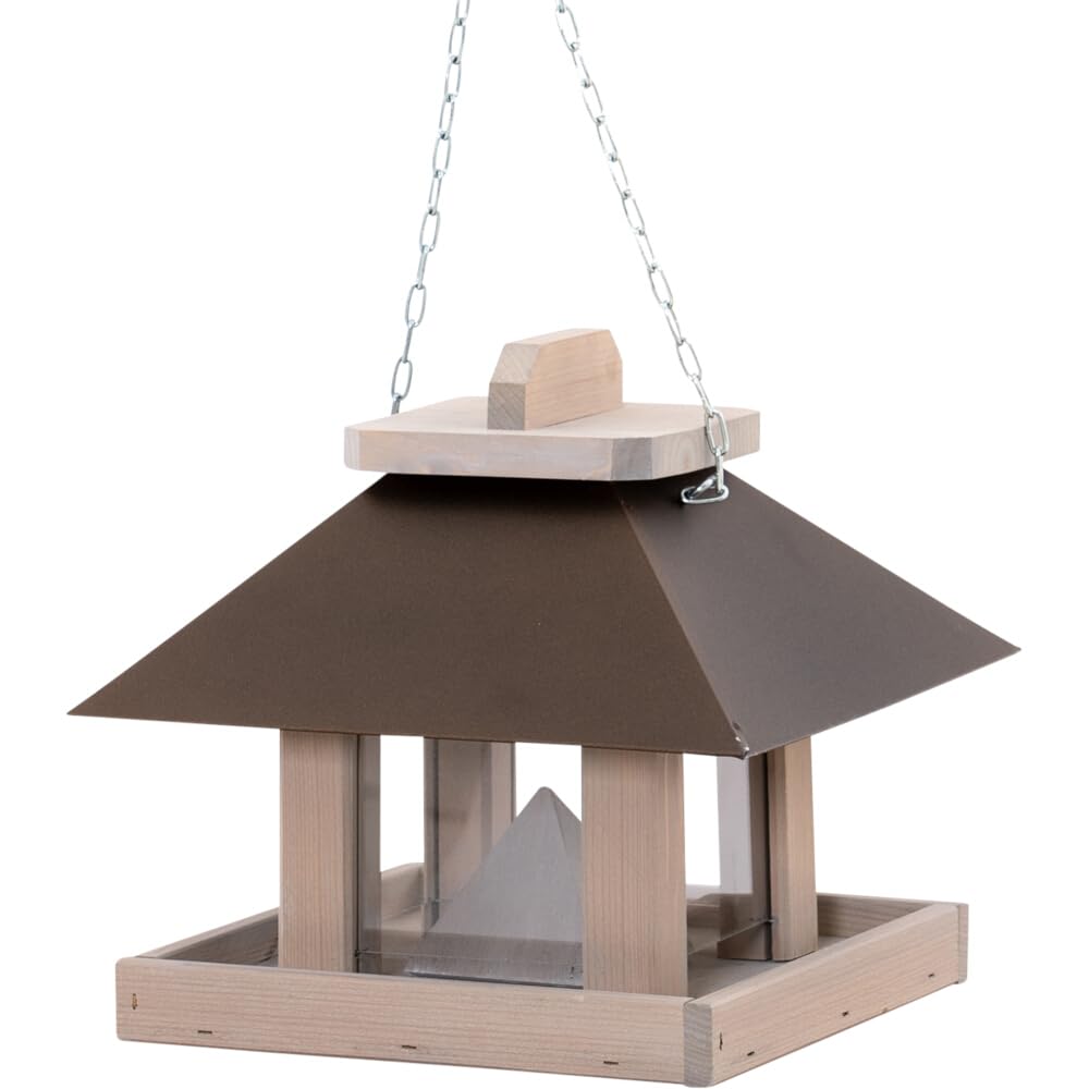 Mangiatoia per uccelli Luna, dimensioni: 26 x 26 x 24 cm, pino FSC 100%