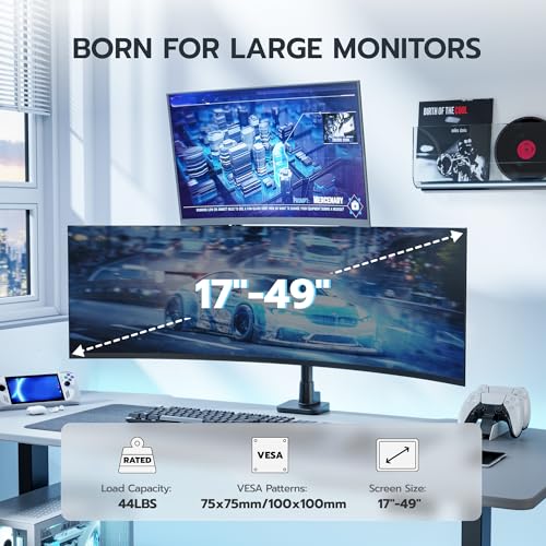 Image of ARES WING Dual Monitor Mount for 17-49 Inch Ultrawide Heavy Duty Curved Screen, Computer Monitor Arm Desk Mount, Gas Spring Adjustable Vesa Stand