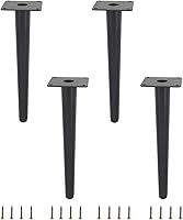 Vista 20 de Paquete de 4 patas para muebles, patas redondas cónicas para muebles, pie de metal resistente para sofá, armario, bar, cama, mesa, silla, sofá
