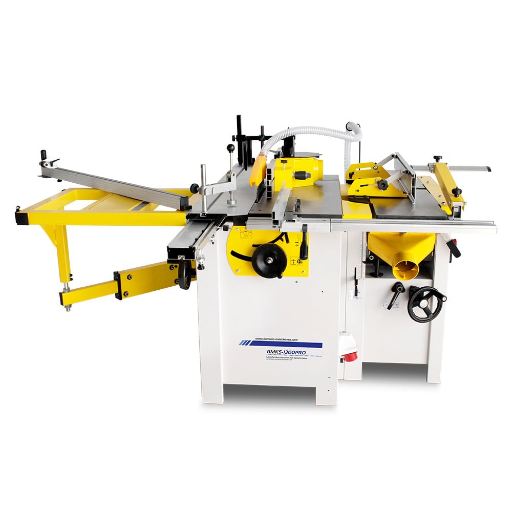 BAMATO BMK5-1300PRO Mehrfachkombination | 5-in-1 Holzbearbeitungsmaschine mit Spiralmesser | 400V | Hobel, Fräse, Säge & mehr | Hobelmaschine Fräsmaschine Kombigerät