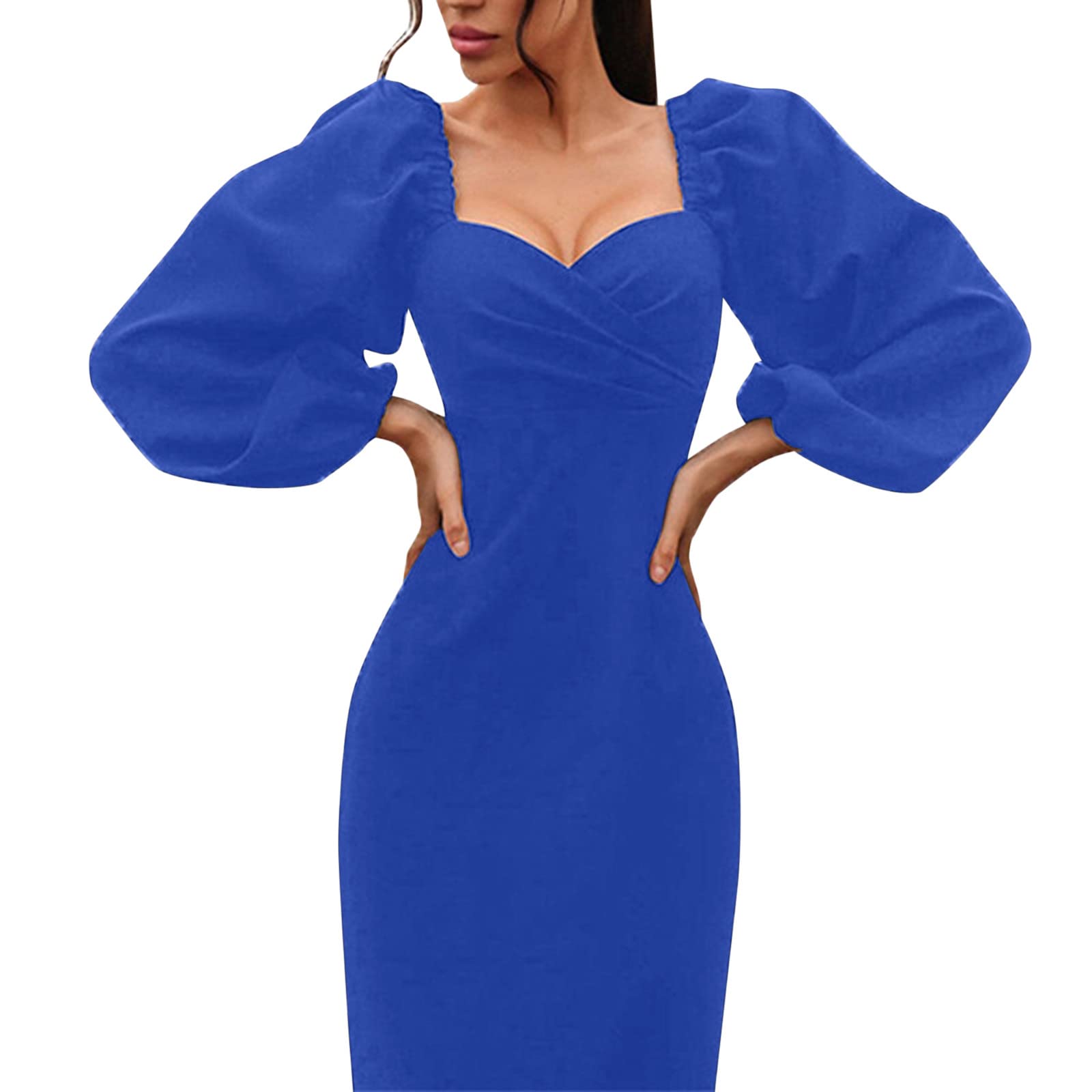 Womens Puff Sleeve Off Shoulder Velvet Dress Sexy Wrap Bodycon