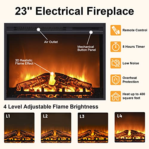 Okd Fireplace Tv Stand Highboy For 65 Inch Tv, Industrial Entertainment Center W/ 23” Electric Fireplace, 33" Tall Media Console Cabinet W/Soundbar Shelf, Reclaimed Barnwood Color #TOP2