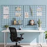 Kaforise Painted Wire Wall Grid Panel, Multifunction Photo Hanging Display and Wall Storage Organizer, Pack of 2, Size:23.6