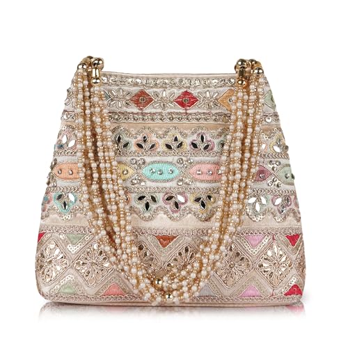 Image of PLANX Velvet SilK Stylish Embroidery Unique Design Traditional Ethnic Wedding Party Handheld Potli For Women | Potli Bag