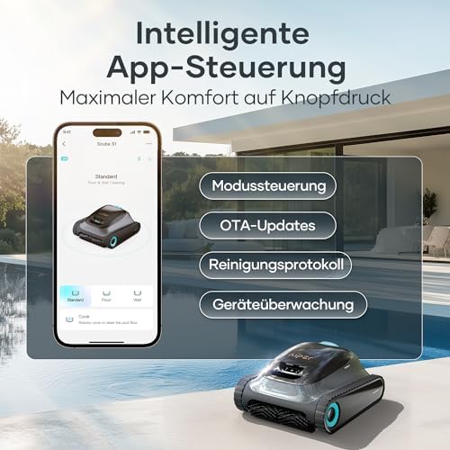 Bild 5 - (2025 Upgrade) AIPER Scuba S1 Poolroboter Boden und Wand, Wasserlinienreinigung, 3μm Ultrafeiner Filter, 180 Min. Akkulaufzeit, 15900LPH Leistungsstarker Poolsauger mit APP, Für Eingelassene Pools