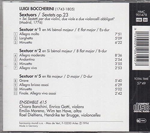 Boccherini : Sextuors Op.23 N. 1, 2, 5