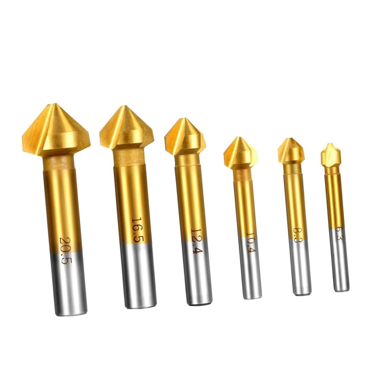 Set de 6 Fraises à Fraiser en Titane 90° pour Pvc et Plastique, Outil D'ébavurage et Chanfreinage Professionnel 6mm à 19mm pour Travaux Précis