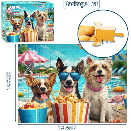 Rompecabezas para niños de 6 a 10 años: 200 piezas con tema de perros en parque de diversiones, juguete educativo y regalo ideal miniatura 3