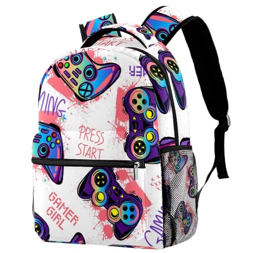 Sac à dos d'école multicolore pour fille et garçon avec motif joystick de jeu 40cm
