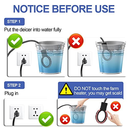 Kneoyr 250W De-Icer Submergible Bird Bath Heater Aluminum Cast For Livestock Poultry Horses, Cows, Birds, Wildlife Drinking Indoor Outdoors In Winter With 10 Foot Cord Birdbath Water Heater #TOP6