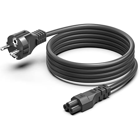 CYD Cable de alimentación Euro de 3 pines, 1,2 m, cable alimentación negro, para cable carga Lenovo, LG TCL, Samsung, Sony, Philips, TV, PC, monitores, impresoras, cable de alimentación