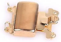 Vista 3 de JOE FOREMAN 2 cuerdas lisas de oro amarillo de 14 quilates, con cierre de perlas a presión, cierre de collar de perlas para pulseras, cierres