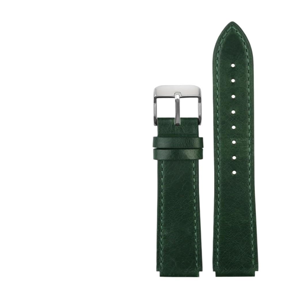 HUTBUVEAW Retro Genuine Leather Watchband For Casio A158W A168 / F91w / AE-1200WHD/A158/A159/A169/AE1200 Vintage Watch Bracelet Strap(Green sk)