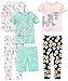 Simple Joys by Carter's - Pijamas enteros - Juego de pijama de algodón de ajuste cómodo de 6 piezas. - para bebé niña multicolor Donuts/Zebra/Dots 7 Years