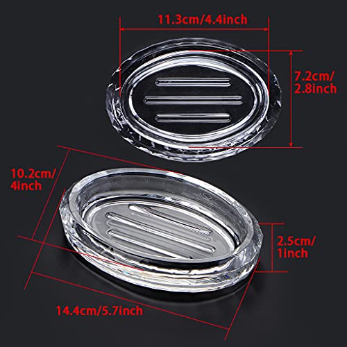 Mdluu 2-Pack Glass Bar Soap Dish, Sponge Holder Case, Decorative Soap Saver Tray For Shower, Bathtub, Bathroom Sink, Kitchen Sink (Oval) #TOP2