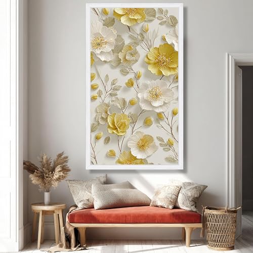 Impression botanique jaune et blanche pour illuminer votre salon chaleureux