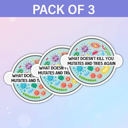 Image of SODAVA (3Pcs) What Doesn't Kill You Mutates and Tries Again Sticker Science Microbiology Infectious Disease Epidemiology Health Stickers Gift Decoration Graphic Bumper Laptop Stickers