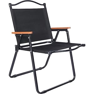 GRACIOUS MART Folding Camping Chair for Adults with Handle and Storage Bag, 253lbs Load Bearing Collapsible Outdoor Furniture for Leisure, Beach, Picnic, Hiking, Fishing. (Black, Large)