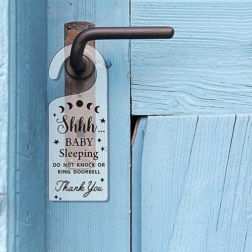 Image of CHGCRAFT 2Pack Baby Sleeping Door Hanger - Acrylic Notice Cute Baby Room Sign Decorations for Home, Living Room, Bedroom, Kindergarten - Gift for Parents