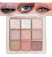 9 Colors Nude Champagne Gold Matte Shimmer Eyeshadow Palette for Eye Makeup,High Pigmented Brown ...