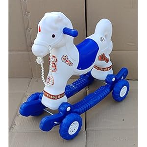 OH BABY CHETAK Horse with Rocking Function Virgin First Class Plastic for Your Kids (Blue)