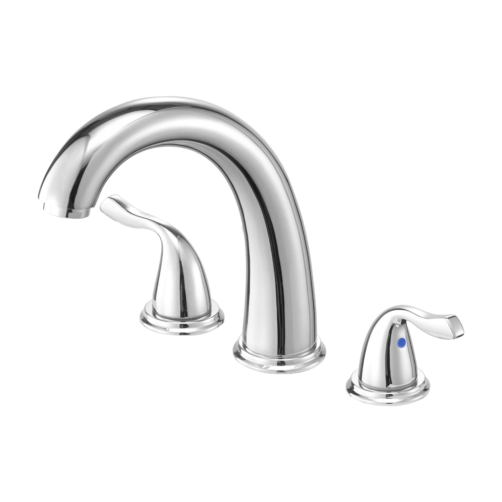 VEVOR Roman Tub Faucet, 3 Hole Waterfall Bathtub Faucet, Gooseneck Bath Tubs Faucets Set with 2 Handles, Deck Mount Bath Tub Faucets Set for Adult Bathing, Silver, High Arc Spout, Temperature Control