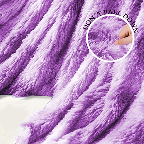 Exclusivo Mezcla Super Soft Fuzzy Faux Fur Throw Blanket, Fluffy Plush Cozy Reversible Shaggy Sherpa Fleece Blankets And Warm Throws For Couch Sofa Bed, 50X60 Inches, Purple #TOP4