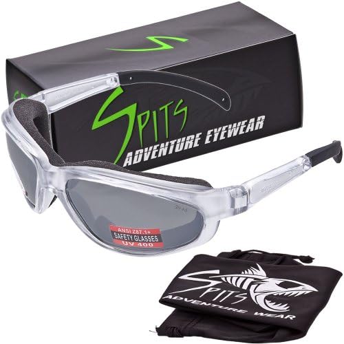 PAGOS Safety Glasses - Foam Padded - Crystal SILVER Frame - Grey Anti-Fog Flash Mirror Lens