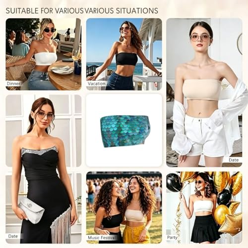 WCXTHGFA Tops tubulaires imprimés écailles de sirène pour femmes, Noir , XL – vue 8