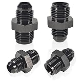 6AN オスフレアから5/8 x 18 オスねじ反転シートアダプター アルミニウム継手 ブラック 4個パック