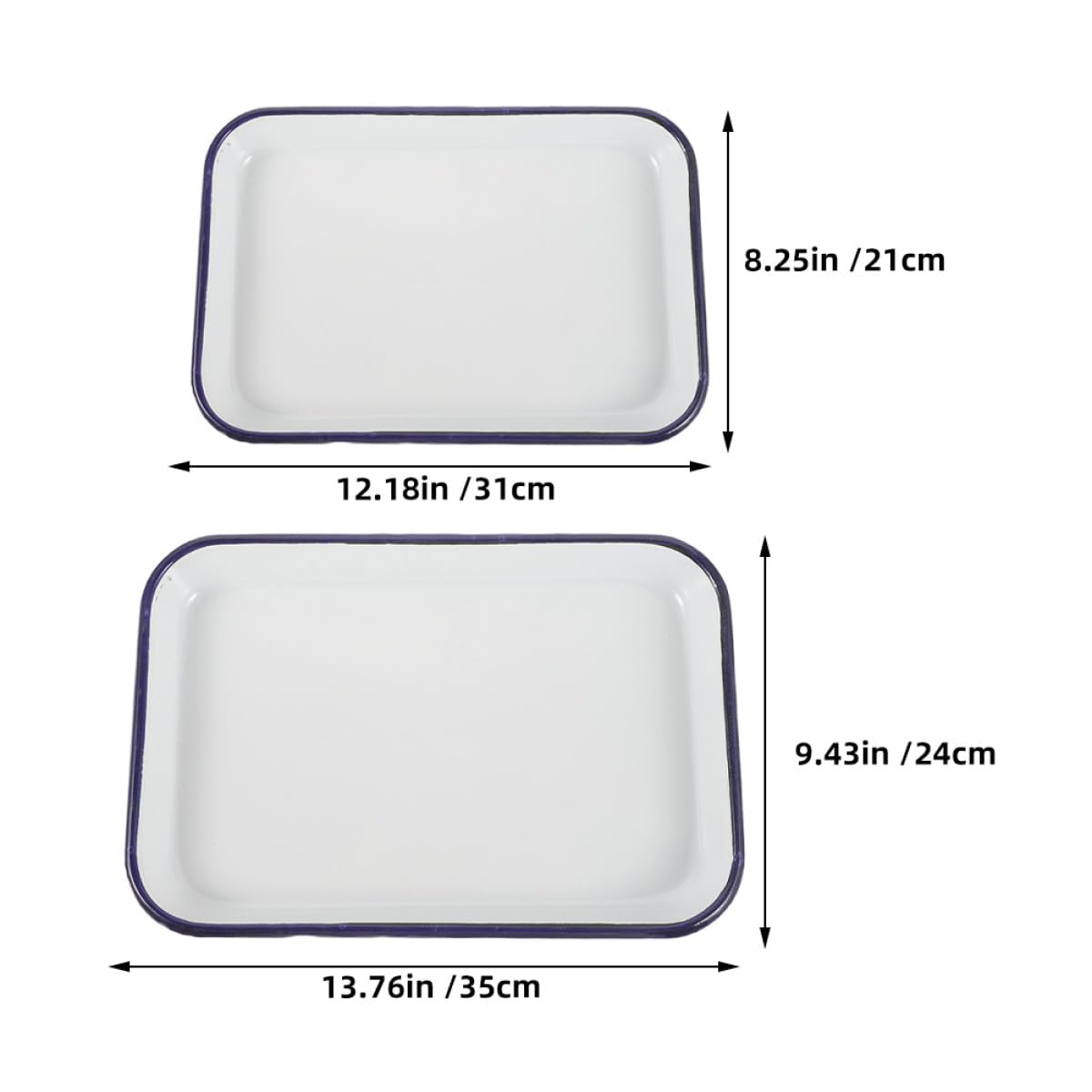 Cabilock 2 Bandejas Rectangulares Esmaltadas Multifuncionales Fáciles de Limpiar para Hornear Resistentes para Cocina y Repostería, Aptas para Horno y Uso Diario