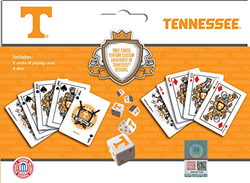 Image of Masterpieces Game Day - NCAA Tennessee Volunteers 2-Pack Playing Cards & Dice Pack - Officially Licensed Set for Adults and Family