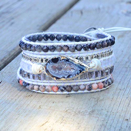 Zosojona Starto Natural Druzy Wrap Bracelet Boho Handmade Mix Bead 5 Wraps Bracelets Jewelry Collection (Druzy) #TOP3