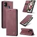 Produktbild FMPC Handyhülle für Samsung Galaxy A21S Premium Lederhülle PU Flip Magnet Case Wallet Klapphülle Silikon Bumper Schutzhülle für Samsung Galaxy A21S Handytasche - Wein Rot