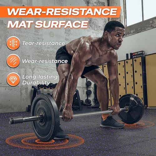 Image of SUPERJARE 0.56'' Thick 144 Sq Ft Rubber Top Gym Flooring for Home Gym