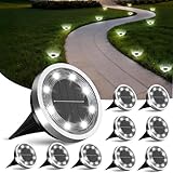FLOWood 10 Stück Solar Bodenleuchten Aussen, 6500K Kaltweiß Solarleuchten für Garten Außen mit 8 LEDs, Wasserdicht Led Solar Gartenleuchten, Solarlampen für Außen Garten Rasen Auffahrt ·Gehweg Patio