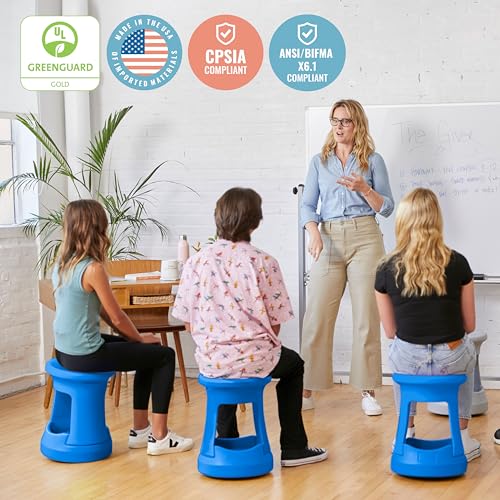 Image of ECR4Kids Storage Wobble Stool, 18in Seat Height, Active Seating, Blue