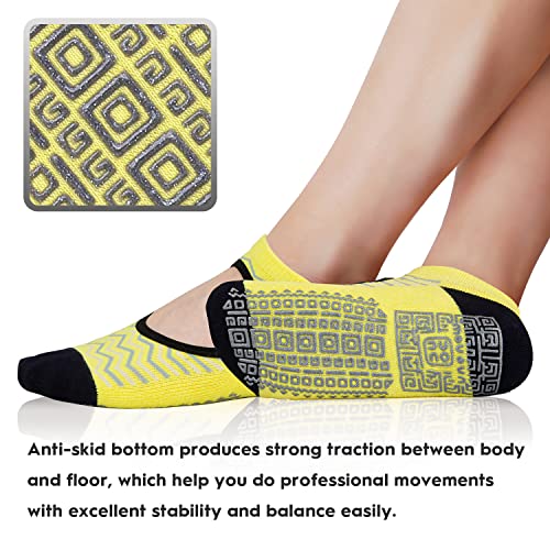 Image of Non Slip Grip Yoga Socks for Women with Cushion for Pilates, Barre, Dance