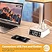 Table Lamp - Bedside Lamp with 4 USB Ports and AC Power Outlets, Alarm Clock Base w/ 6Ft Extension Cord, Square Oatmeal Fabric Lampshade Modern Accent Nightstand Lamps for Bedrooms Living Room