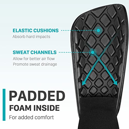 Northdeer Adults Shin Guards With Adjutable Ankle Support Straps - Protective Soccer Equipment For Men Women Teenager (Black L) #TOP2