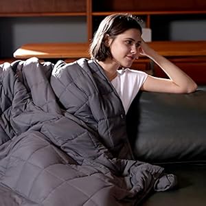 Syrinx Weighted Blanket Twin 15 lbs for Adults (48″x72″, Dark Grey, Twin Size), Cooling Breathable Weighted Blanket with No-Leaking Glass Beads