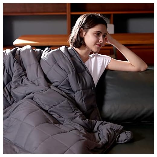 Syrinx Weighted Blanket Twin 15 lbs for Adults (48"x72", Dark Grey, Twin Size), Cooling Breathable Weighted Blanket with No-Leaking Glass Beads