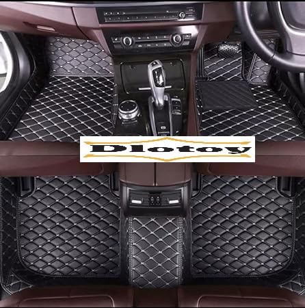 Image of 7D Car Mat for Maruti Suzuki S-Cross Model (2018-2024) | 7D Premium Faux Leather II Luxury Mat II 7 Layer Protection | Custom Fitted Car Floor Tray Mats| Complete Set of 3 Pieces | Black and Beige