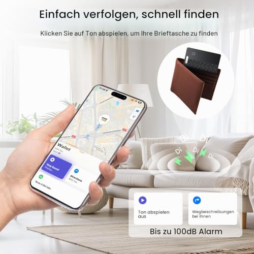 Dünne Geldbörsen-Tracker-Karte (nur iOS), Tracking Card mit Apple Find My, GPS Tracker, Unterstützt Kabelloses Laden… – Ansicht 3