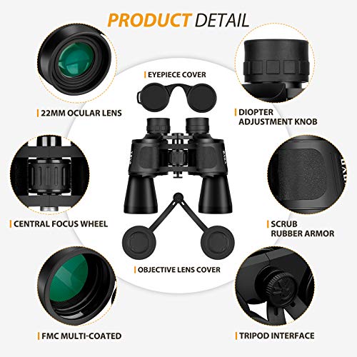 Fernglas für Erwachsene,10 x 50, professionell, hohe Auflösung, großes Sichtfeld, Fernglas für Vogelbeobachtung, Jagd… – Bild 4