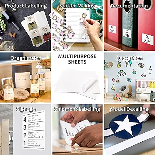Evergreen Goods - Carta fotografica adesiva bianca lucida, formato A4, per etichette personalizzate, ideale per artigiani e proprietari di piccole imprese, resistente agli schizzi, compatibile con