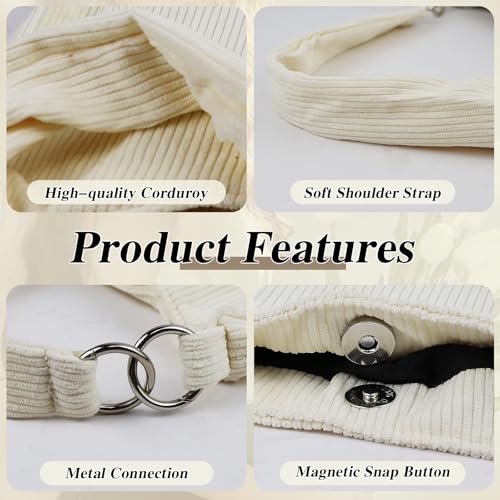 Shoulder Bag, Corduroy Shoulder Handbag Shoulder Purse with Magnetic Buckle for Women, Shoulder Purse Handbag3