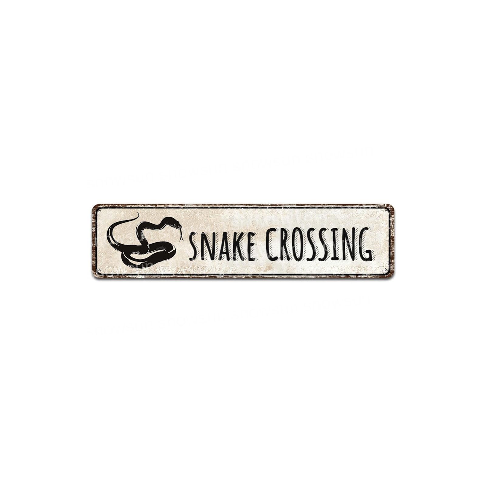 DTHNKL Snake Crossing Vintage Metal Tin Sign 4x16 - Retro Decor for Home Bar Office Outdoor Garden Wall