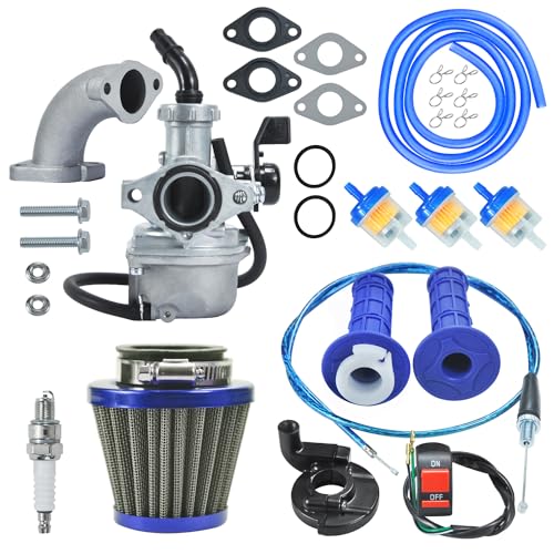 HOLATO PZ22 Carburetor Carb Air filter Throttle Handle Grips Cable Kit for 110cc 125cc XR50 CRF50 CRF50f CRF110 TaoTao DB14 DB24 SSR110 SSR125 Coolster Apollo Pit Dirt Bike Chinese 4 Wheeler ATV Blue