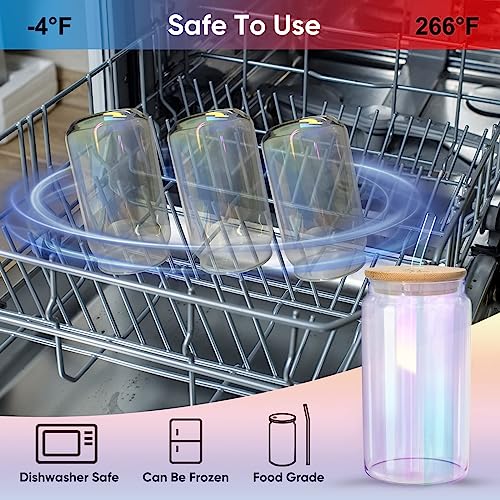 Kenvilo Drinking Cups With Bamboo Lids And Straw 16Oz 4Pcs Set Cups For Beer Smoothies Cocktail Whiskey Iced Coffee #TOP4